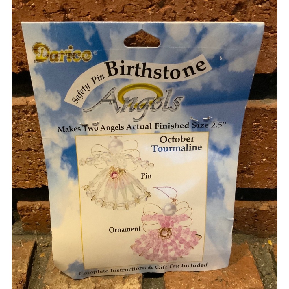 Darice Birthstone Angels Kit October‎ Tourmaline Pink Beads Makes 2 Angels